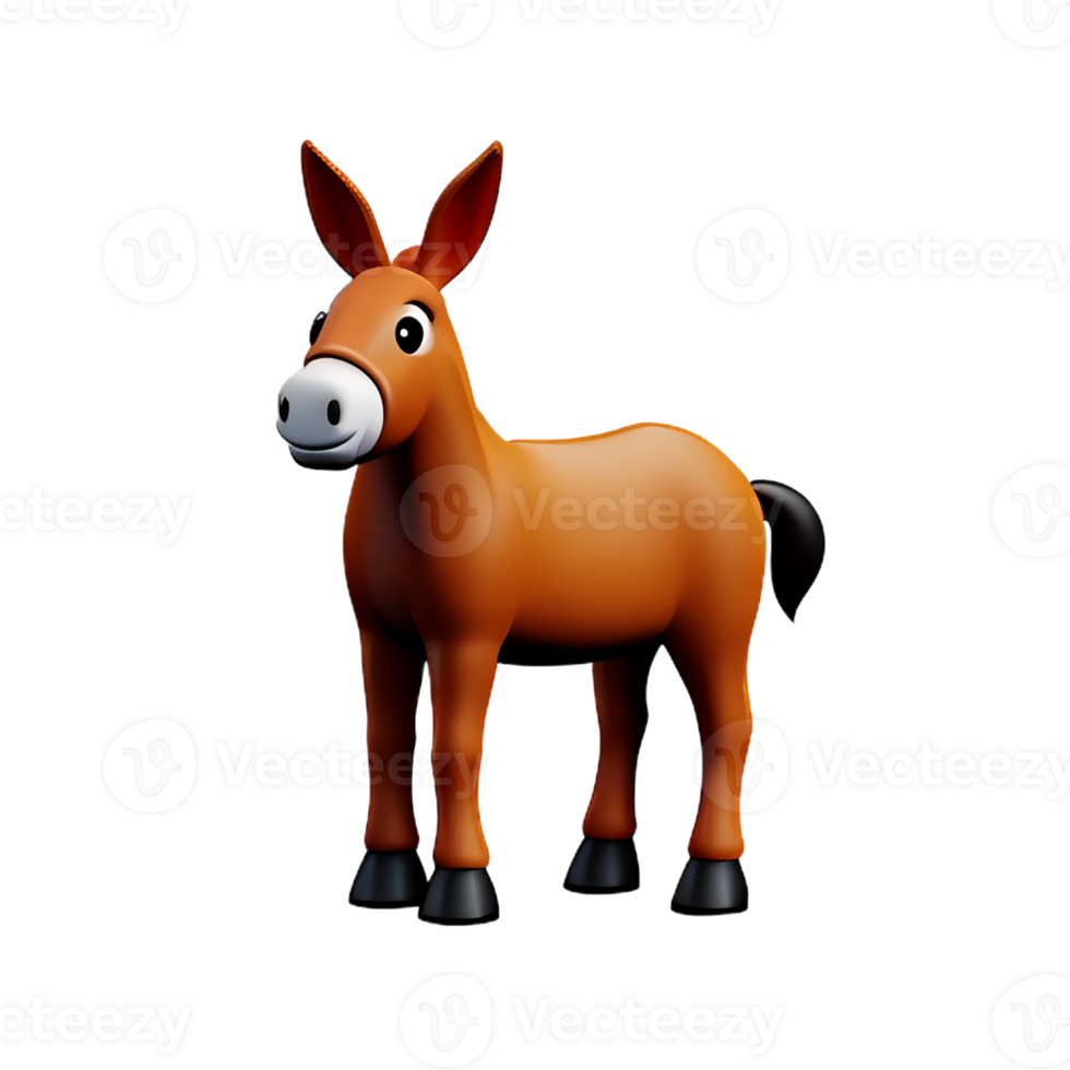 donkey 3d rendering icon illustration png