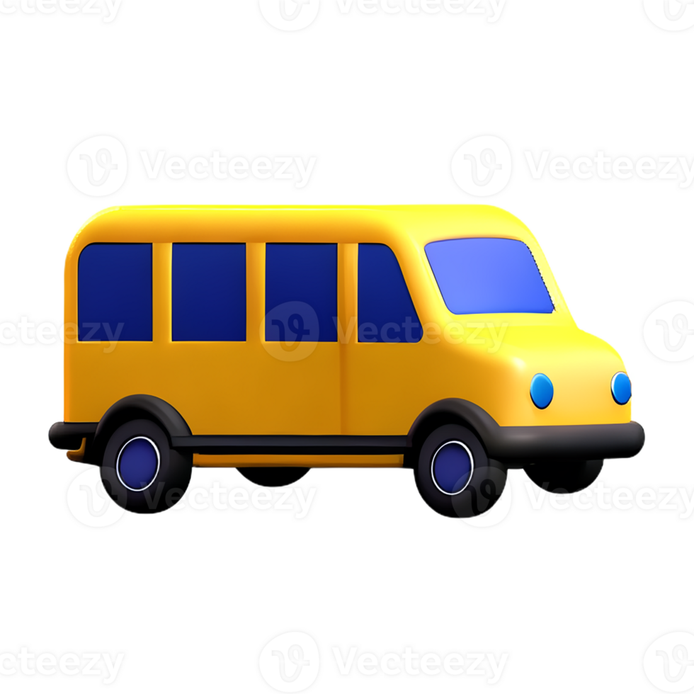 school bus 3d rendering icon illustration png