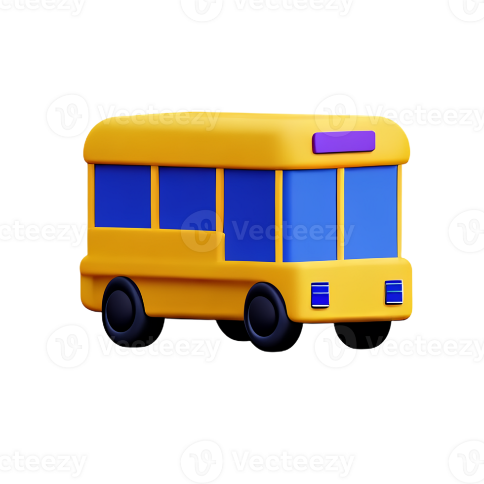 school bus 3d rendering icon illustration png