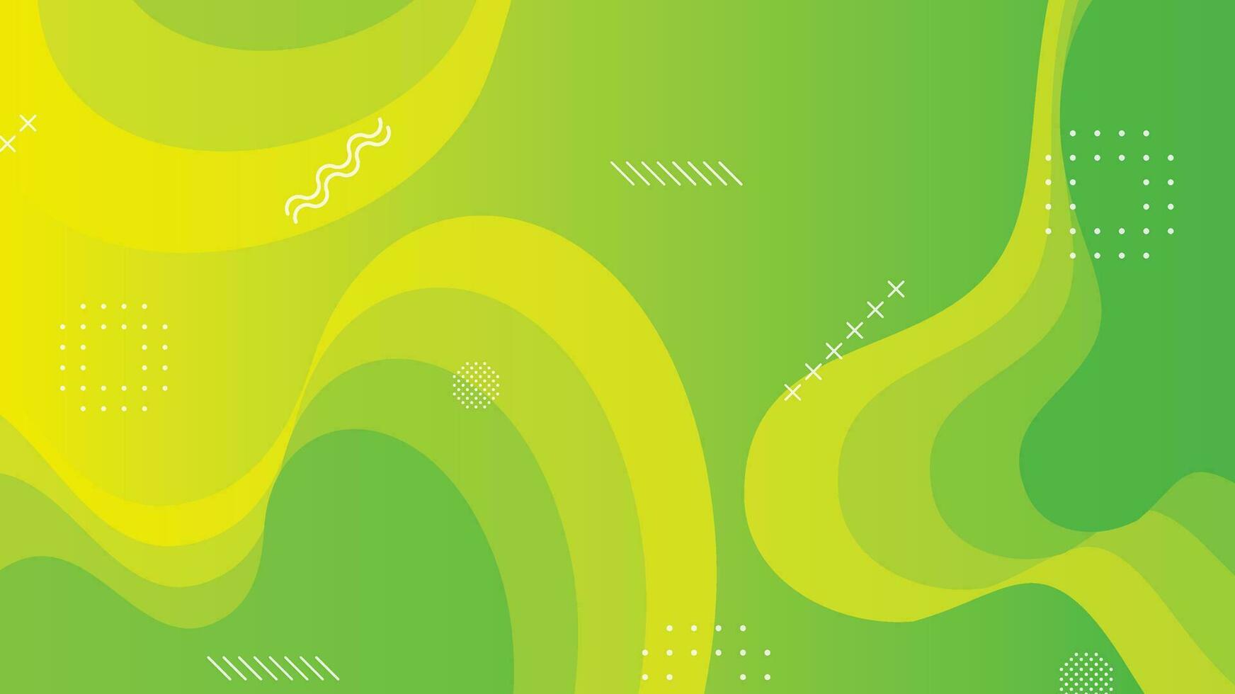 Green and yellow gradient fluid wave abstract background vector