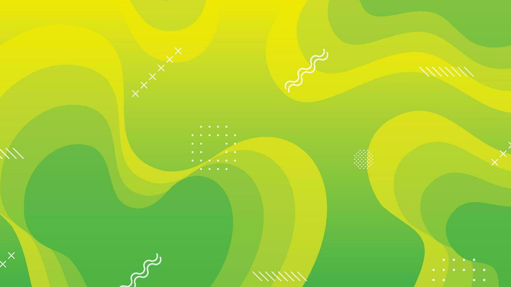 Green and yellow gradient fluid wave abstract background vector