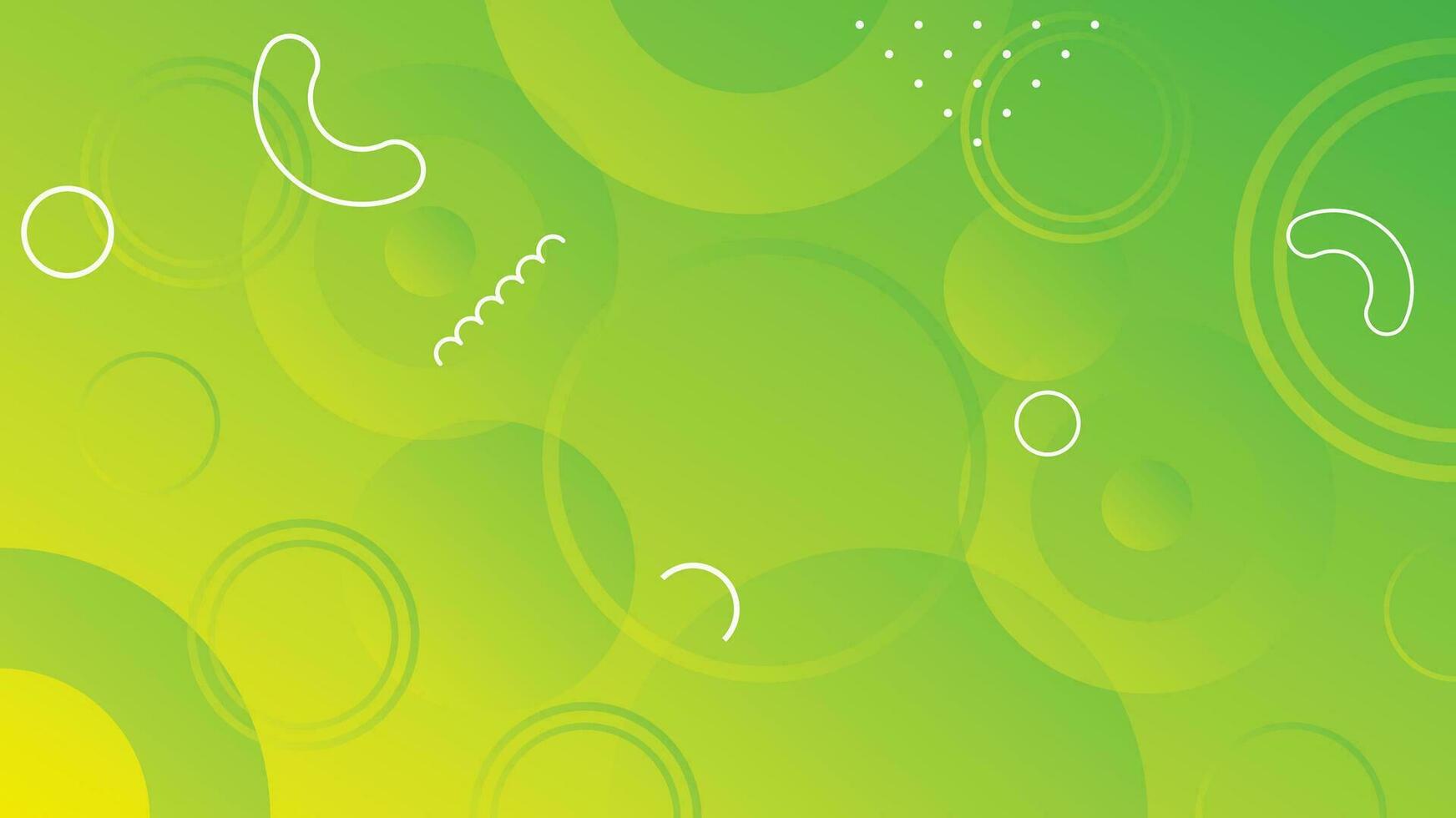 Abstract green and yellow gradient background with circle lines vector