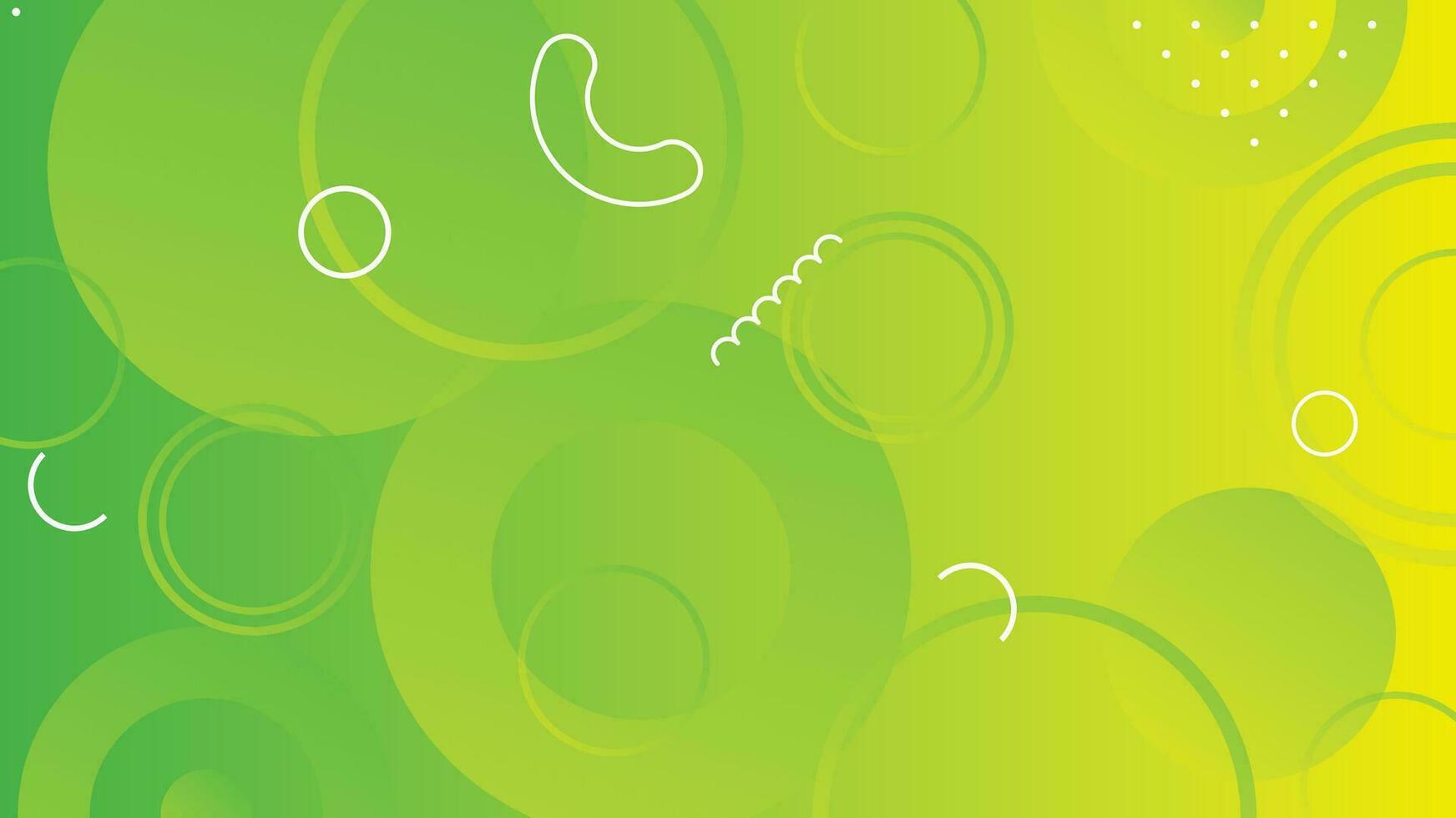 Abstract green and yellow gradient background with circle lines vector