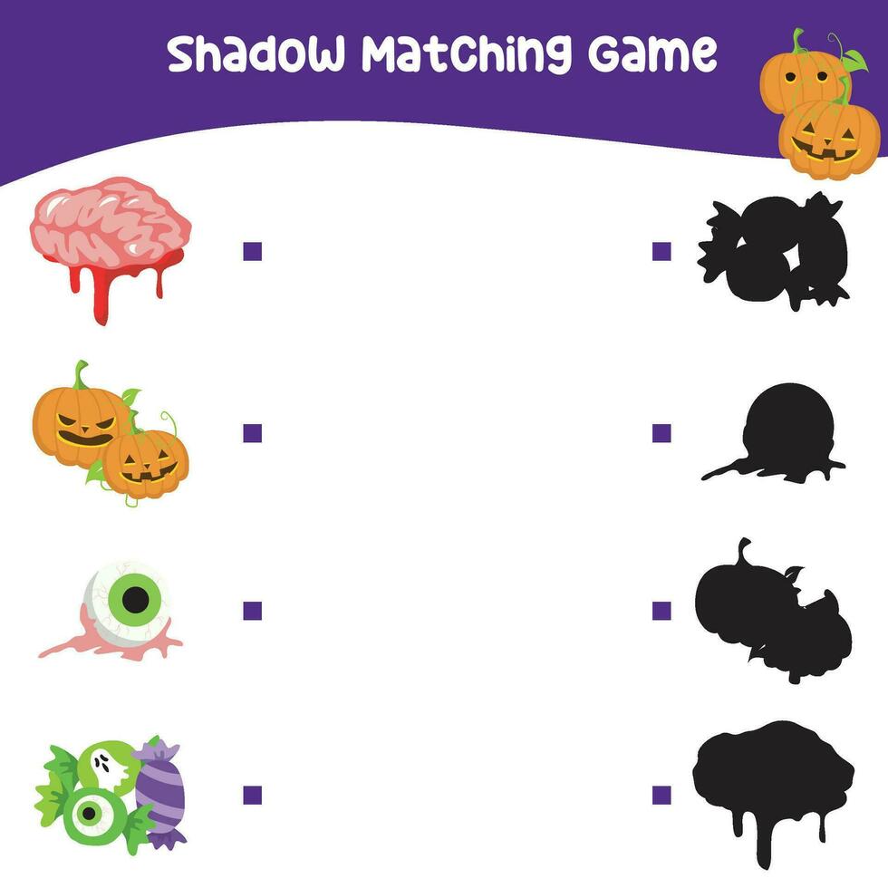 Find the correct shadow. Match the image with the shadow. Worksheet for kid. Educational printable worksheet. vector