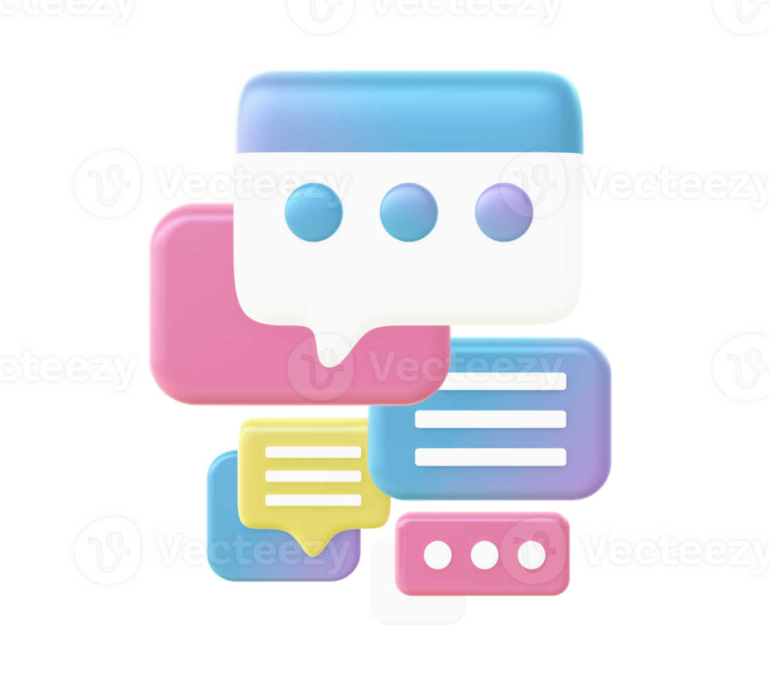 3d render of Gradient chatting illustration icons for UI UX web mobile apps social media ads designs png