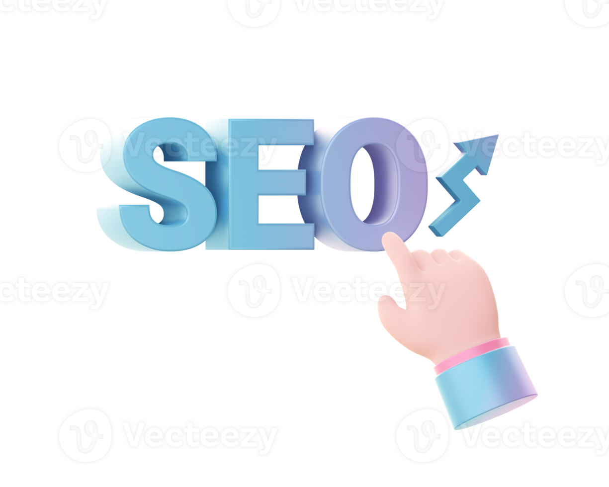 3d render of Gradient website and social media SEO with hand illustration icons for UI UX png