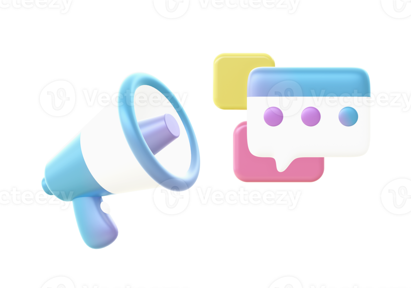 3d render of Gradient loudspeaker with chat bubble illustration icons for UI UX web mobile apps social media ads designs png