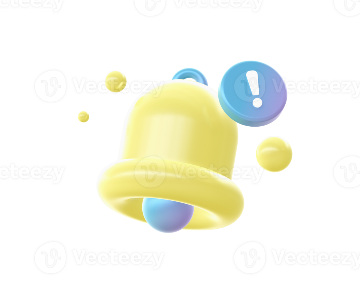 3d render of Gradient bell illustration icons for UI UX web mobile apps social media ads designs png