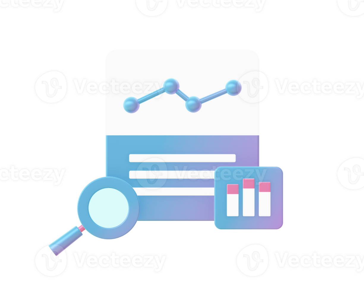 3d render of Gradient statistic graph infographic illustration icons for web social media ads designs png