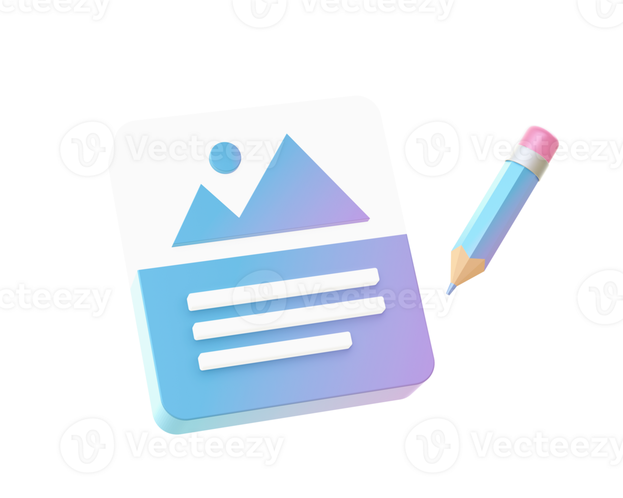 3d render of Gradient photo image picture illustration icons for UI UX web mobile apps ads png
