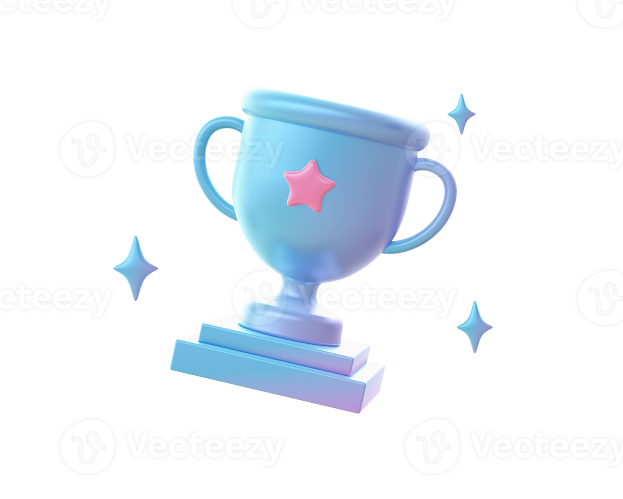 3d render of Gradient champion cup winner illustration icons for web social media ads designs png