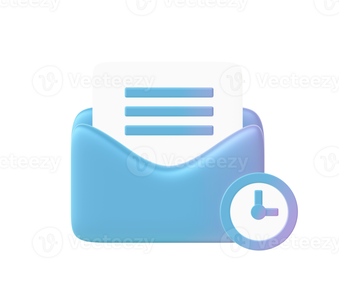 3d render of Gradient email time illustration icons for UI UX web social media ads designs png