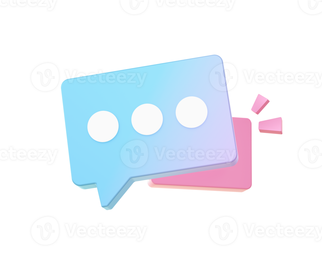 3d render of Gradient chat bubble illustration icons for web social media ads designs png