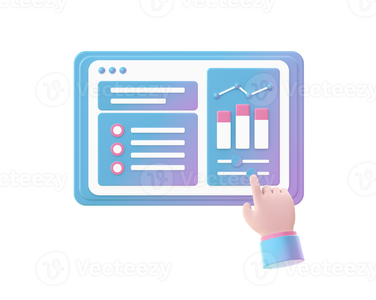 3d render of Gradient infographic growth illustration icons for web social media ads designs png