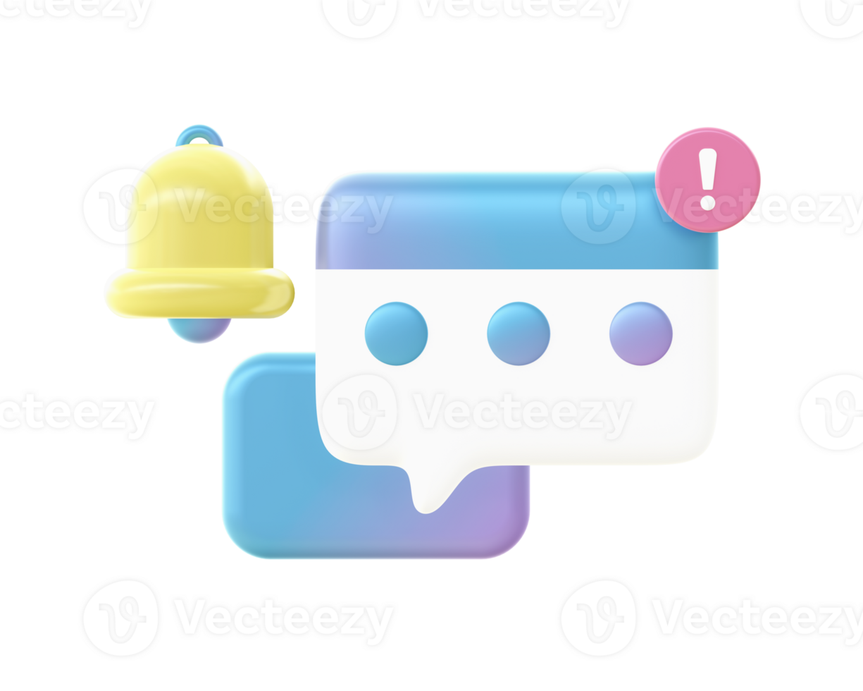 3d render of Gradient chat bubble notification illustration icons for UI UX web mobile apps social media ads designs png