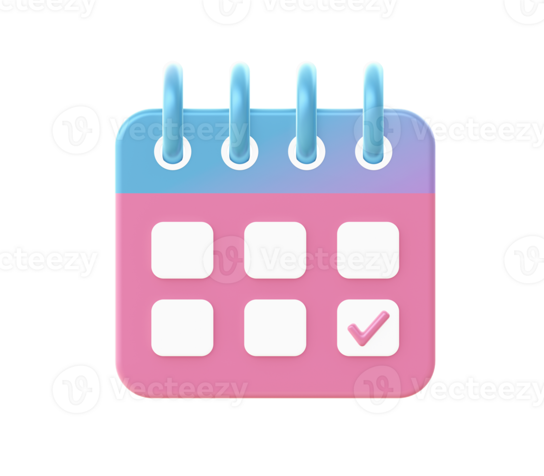 3d render of Gradient calendar illustration icons for UI UX web mobile apps social media ads designs png
