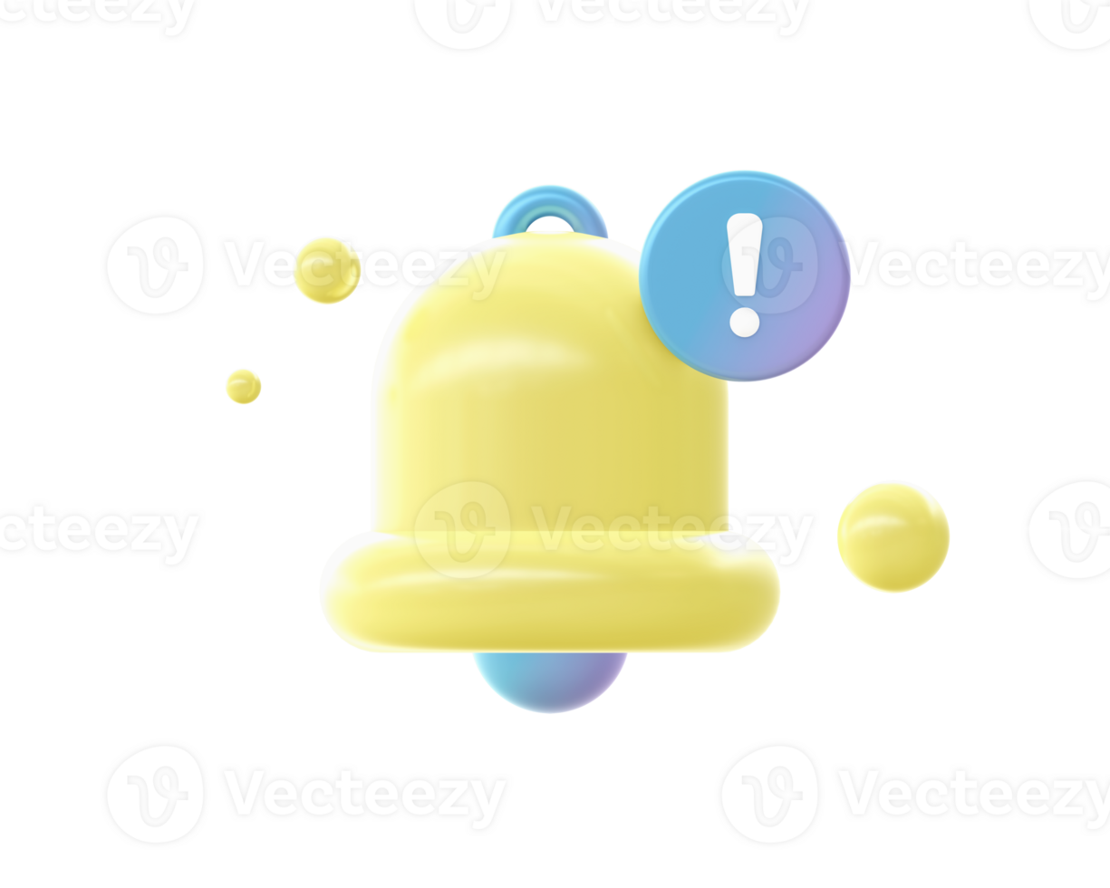 3d render of Gradient bell front illustration icons for UI UX web mobile apps social media ads designs png