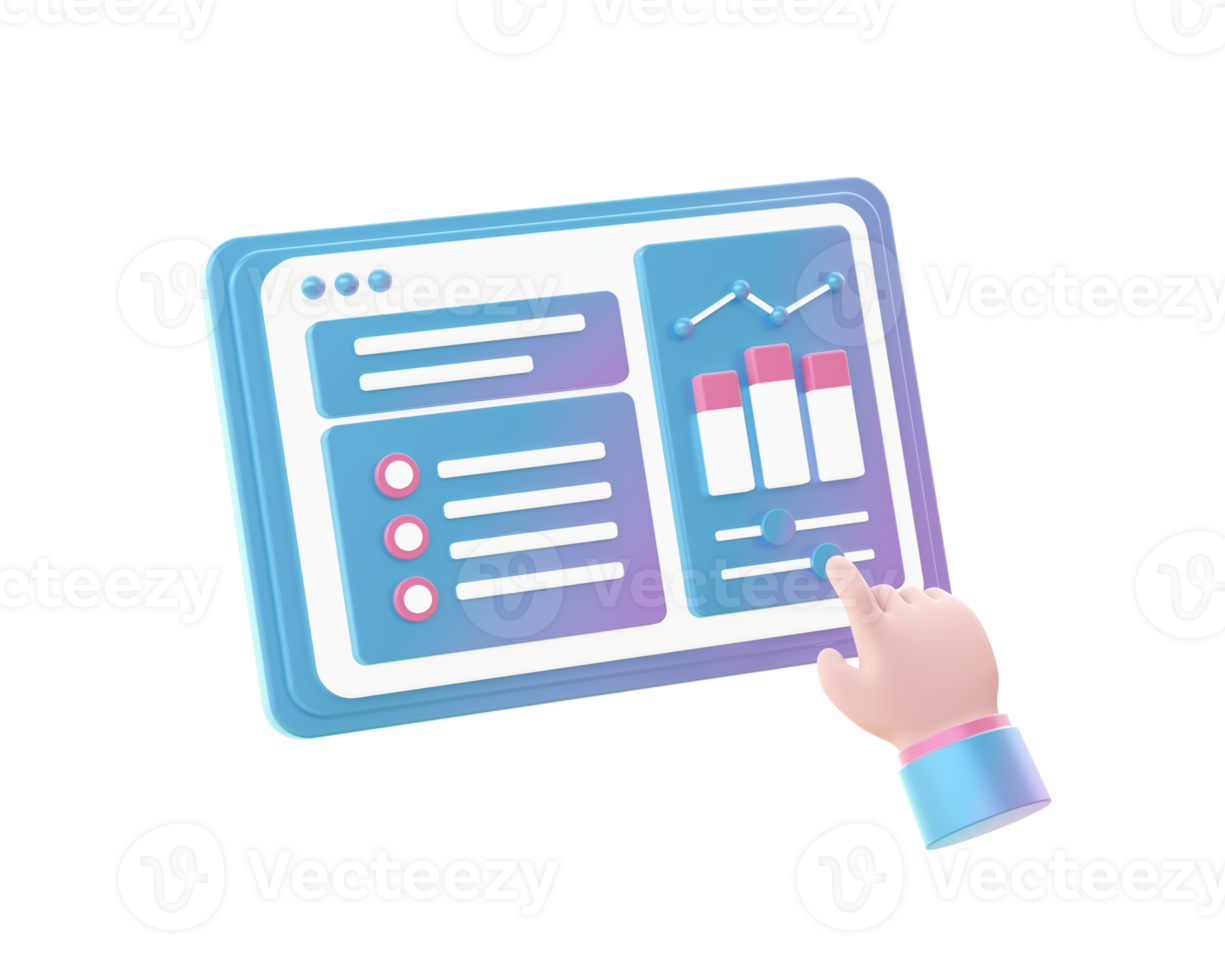 3d render of Gradient infographic chart illustration icons for web social media ads designs png
