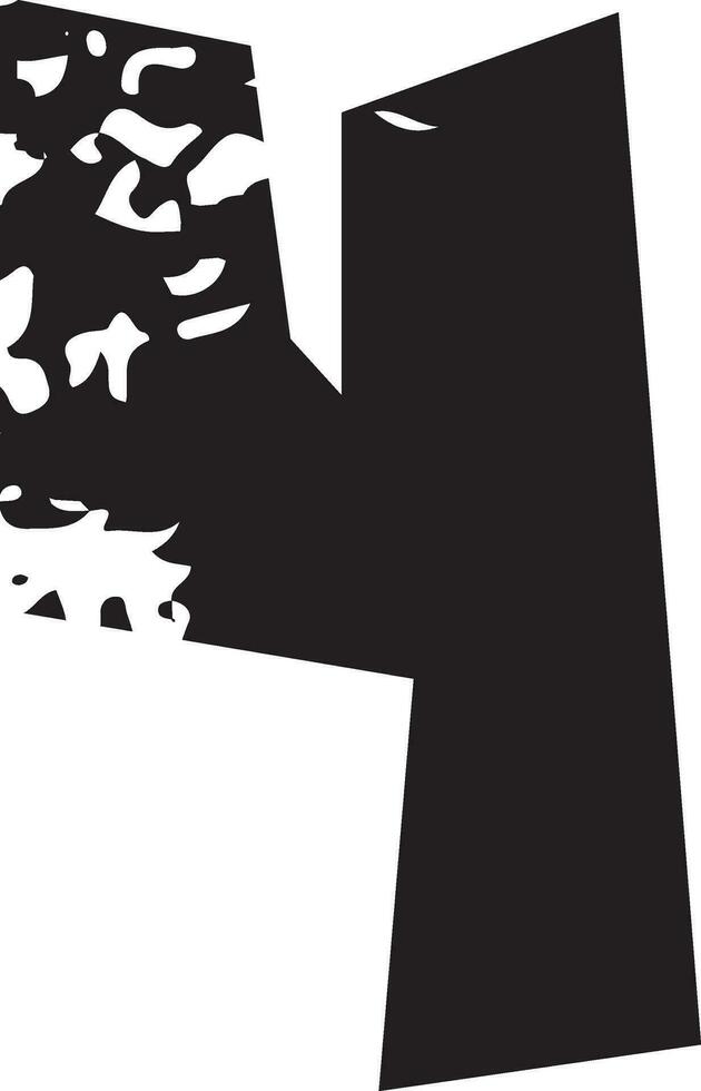 Display alphabet grunge corner paper cut font number 4 four vector