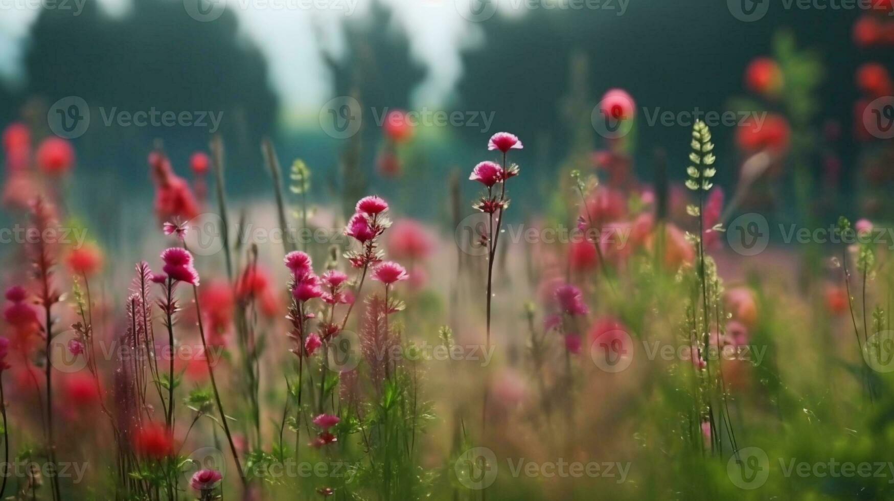 generative AI. Romantic Wildflower Bouquet A Stunning Array of Colorful Blossoms in a Whimsical Meadow. photo