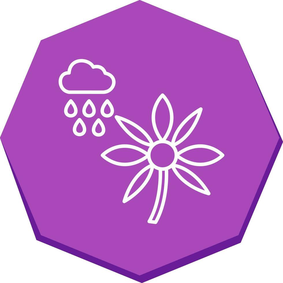 flor con icono de vector de lluvia