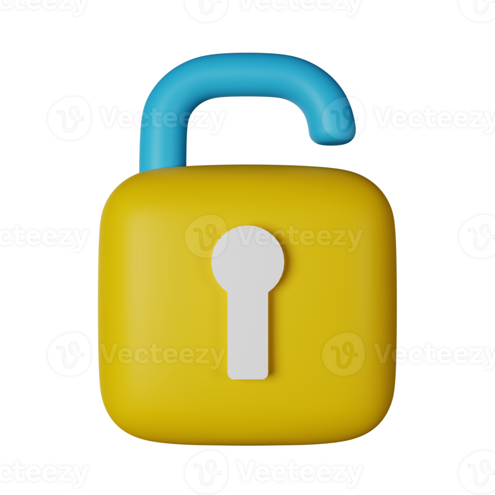 Unlocked 3D Render Icon Illustration png