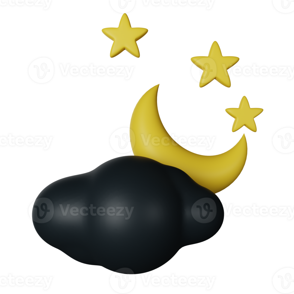 Night 3D Render Icon Illustration png