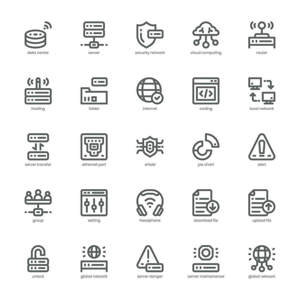 Data Center icon pack for your website, mobile, presentation, and logo design. Data Center icon outline design. Vector graphics illustration and editable stroke.