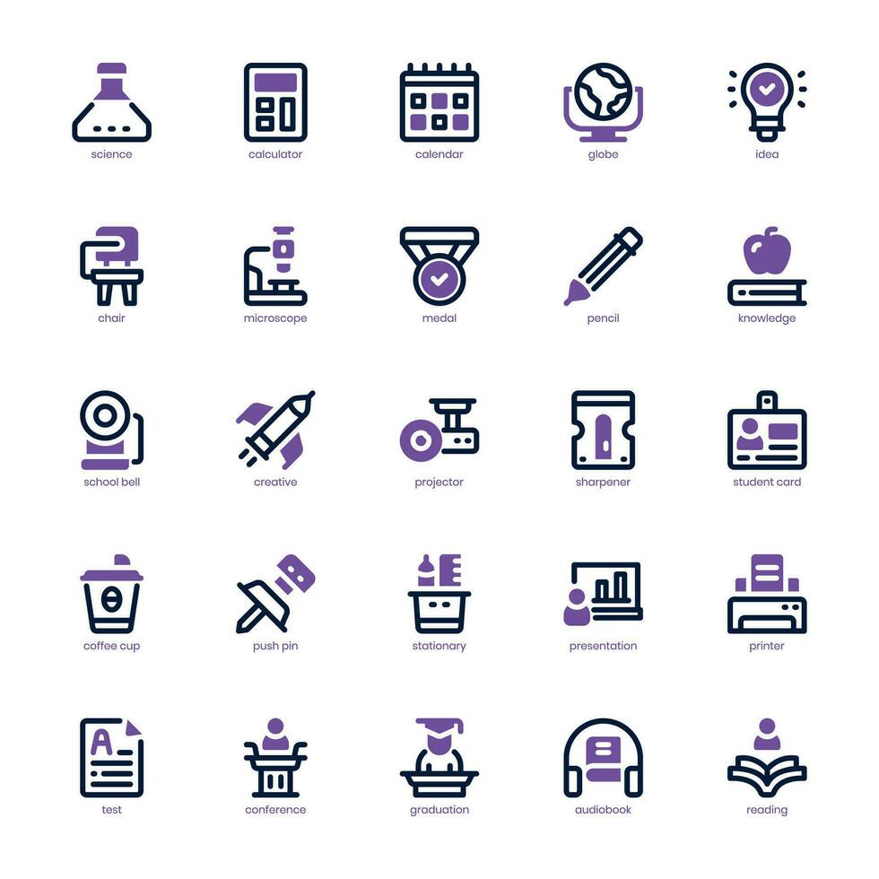 College Life icon pack for your website, mobile, presentation, and logo design. College Life icon dual tone design. Vector graphics illustration and editable stroke.