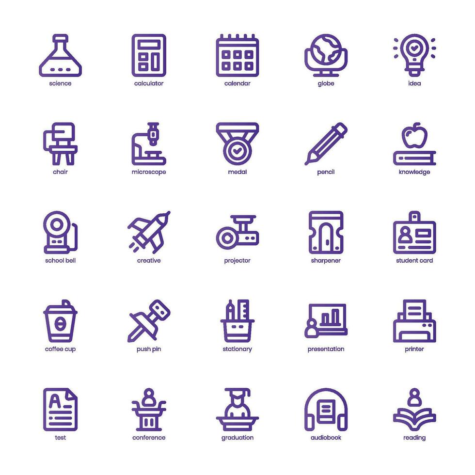 College Life icon pack for your website, mobile, presentation, and logo design. College Life icon basic line gradient design. Vector graphics illustration and editable stroke.