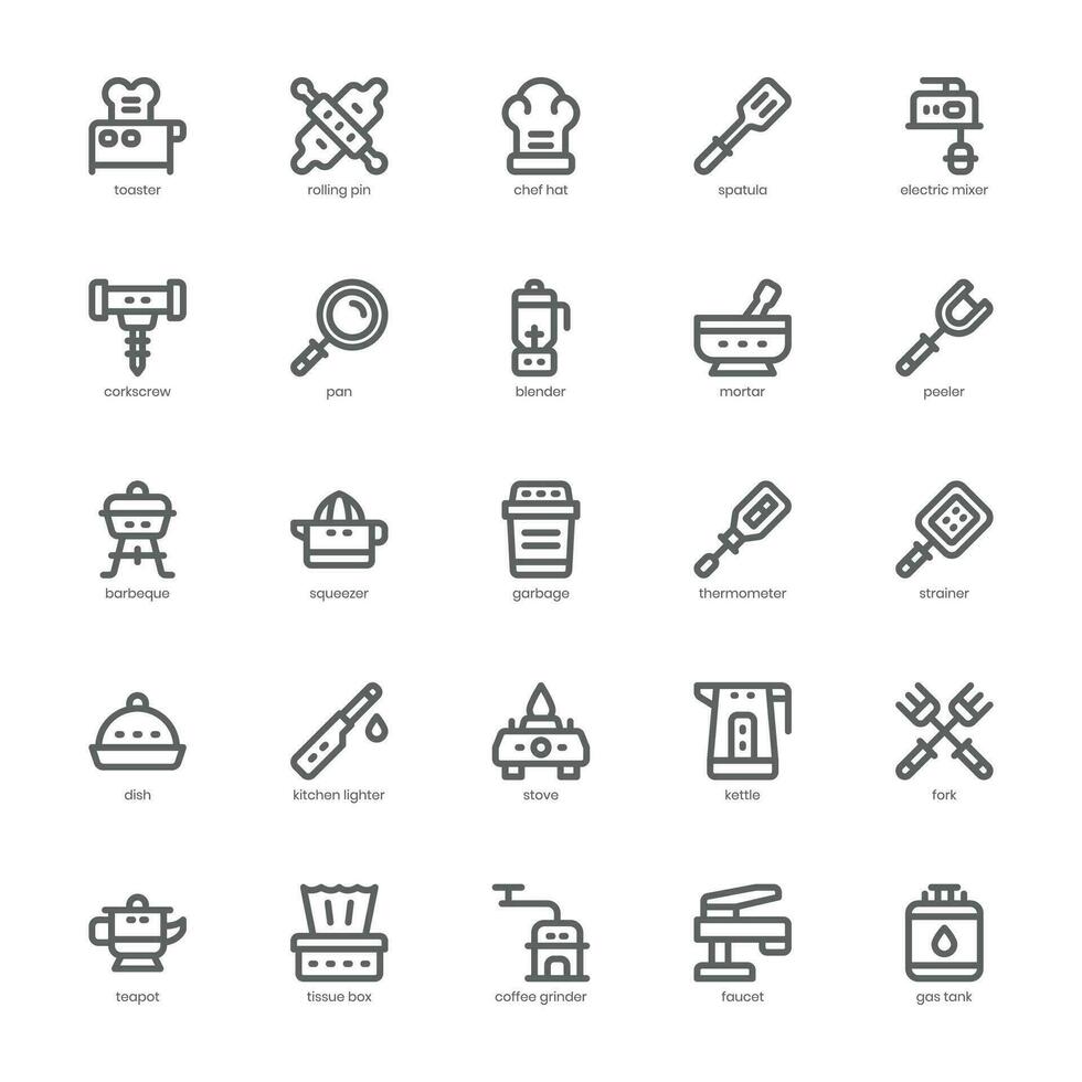 Kitchen Appliance icon pack for your website, mobile, presentation, and logo design. Kitchen Appliance icon outline design. Vector graphics illustration and editable stroke.