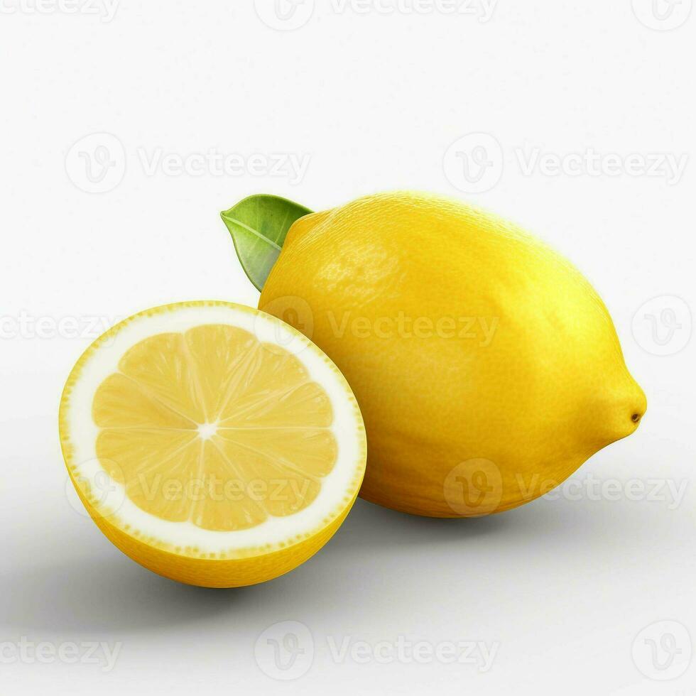 Lemon with half isolated on white background. generative ai. photo