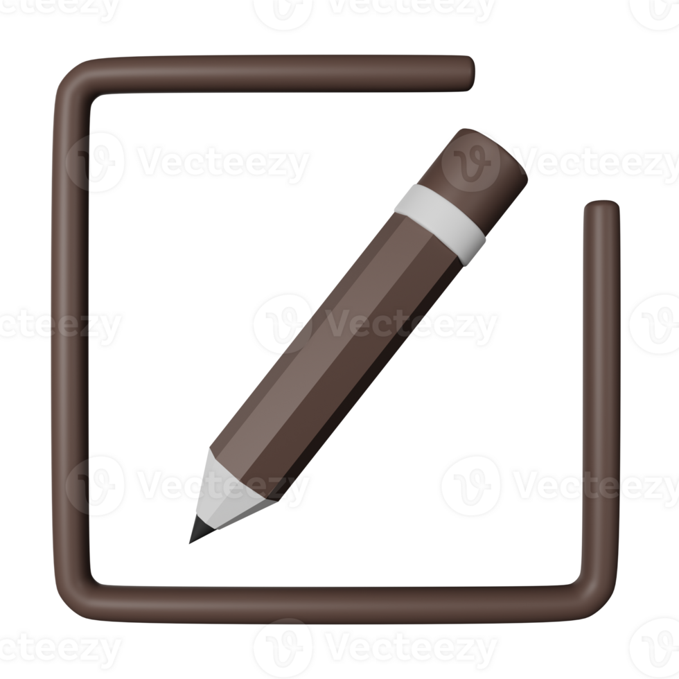 Pencil Tool 3D Render Icon Illustration png