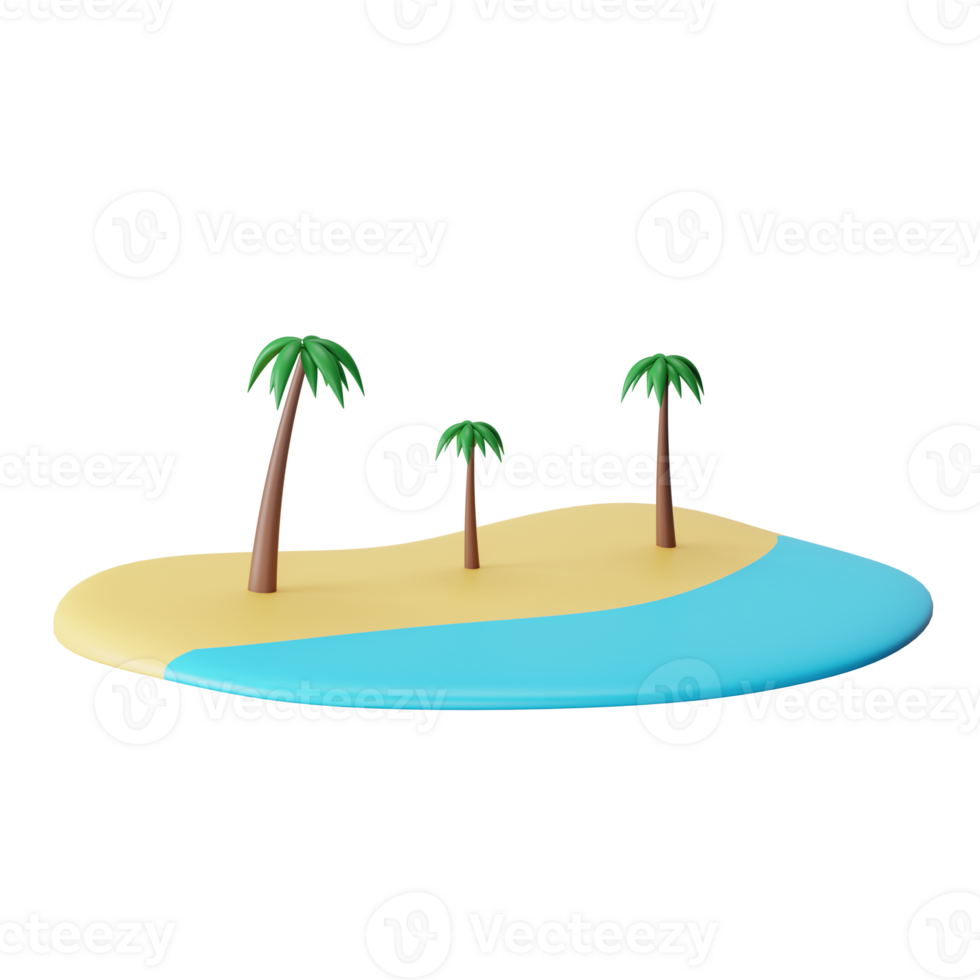 Beach 3D Render Icon Illustration png