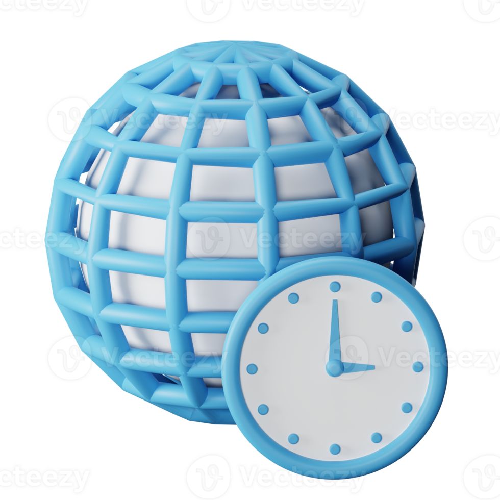 Time Zone 3D Render Icon Illustration png