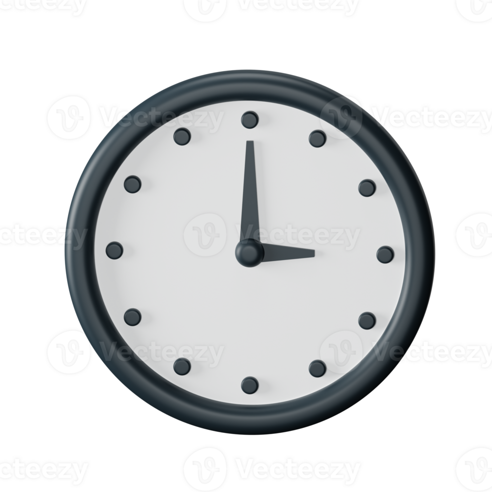 Wall Clock 3D Render Icon Illustration png