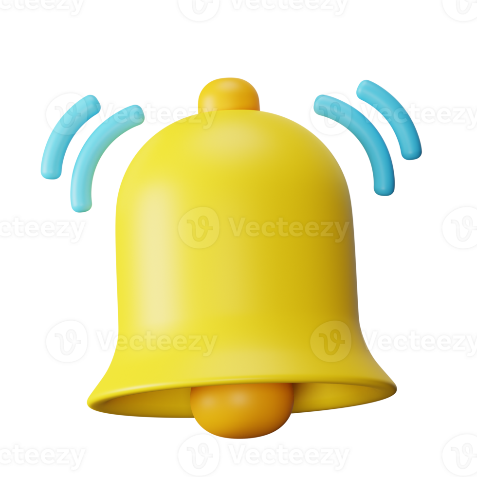 Notification Bell 3D Render Icon Illustration png