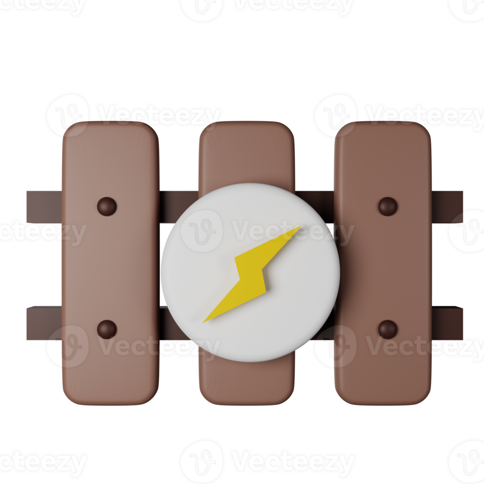 Electric Fence 3D Render Icon Illustration png