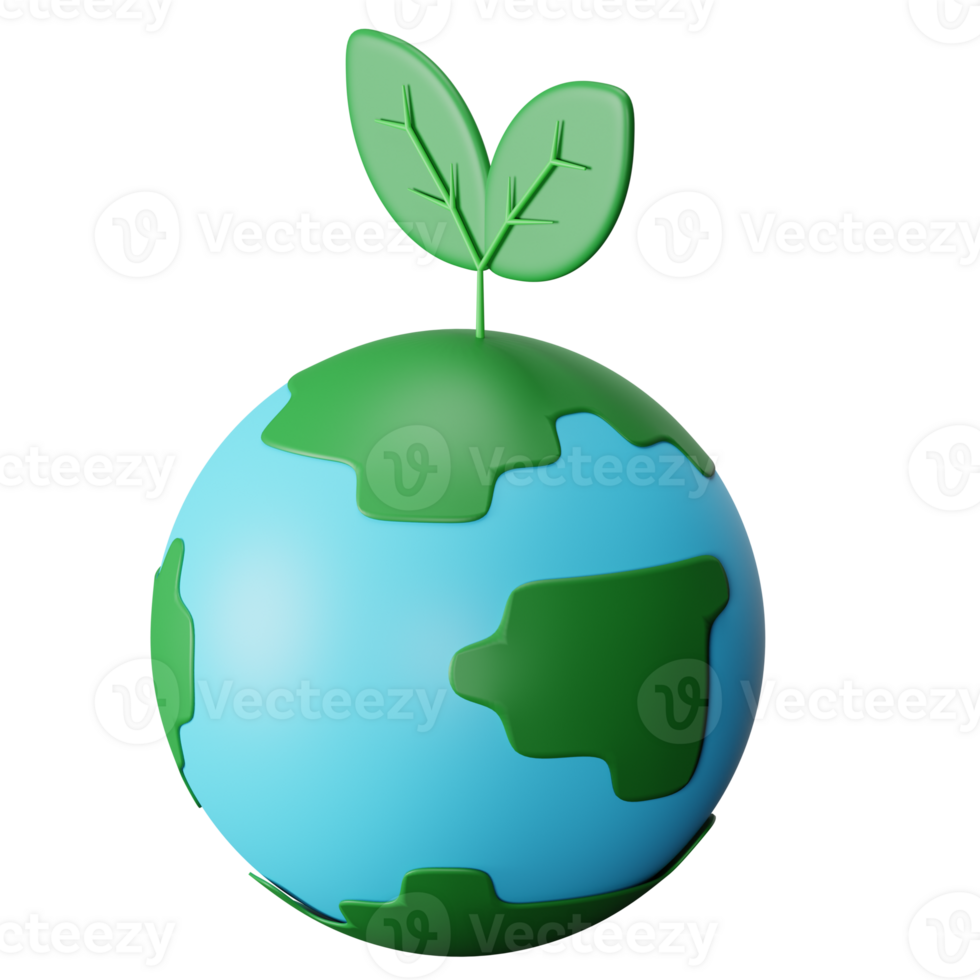 Green Earth 3D Render Icon Illustration png