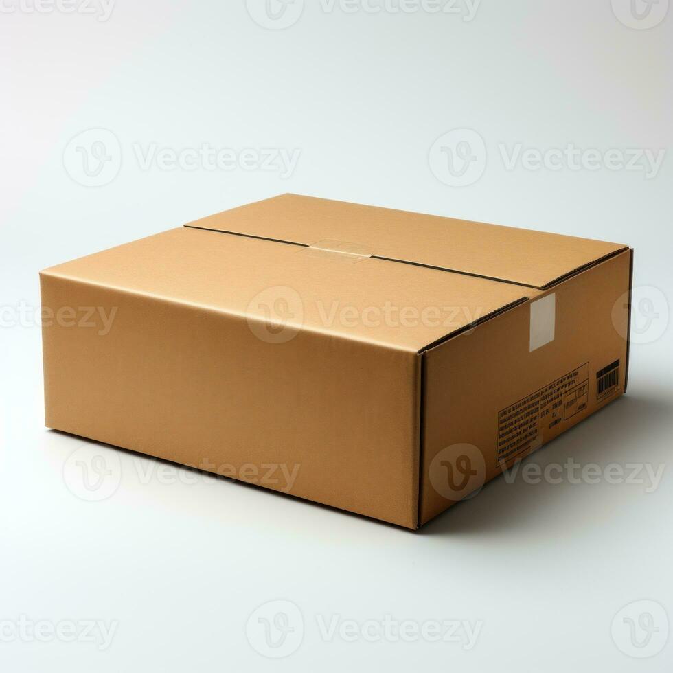 Plain white background insulating cardboard box, good for shipping business, export import, transportation, delivery service, warehouse work, website, advertising etc. Generative Ai Images photo