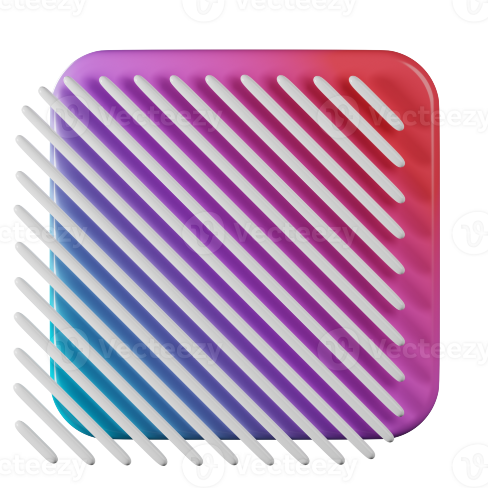 Square shape, red blue gradient 3d rendering. png