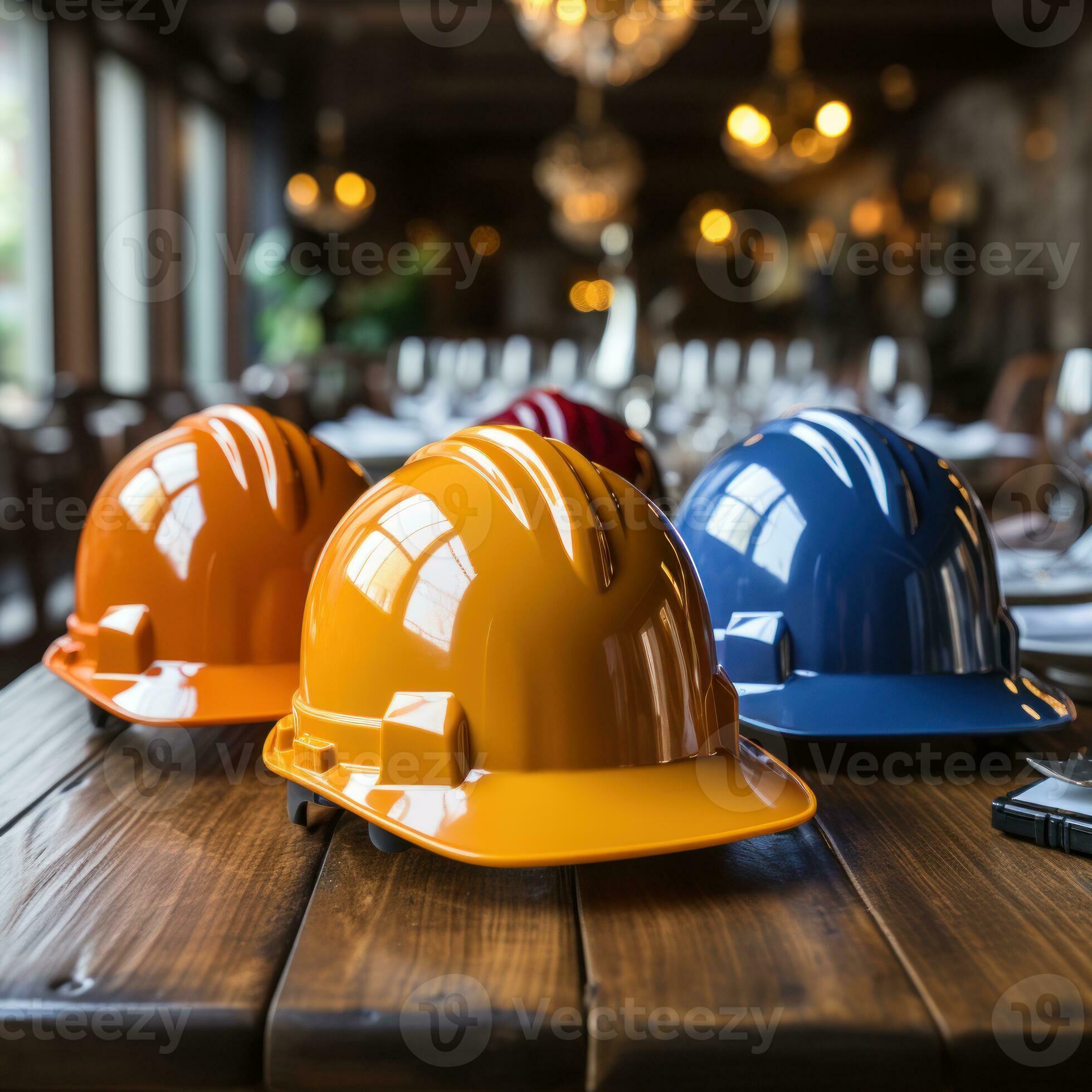 Head protection safety helmet for building, industrial, engineering,  architect, labor, industrial contractor work. good for business, work,  website, company etc. Generative Image Ai 29204929 Stock Photo at Vecteezy