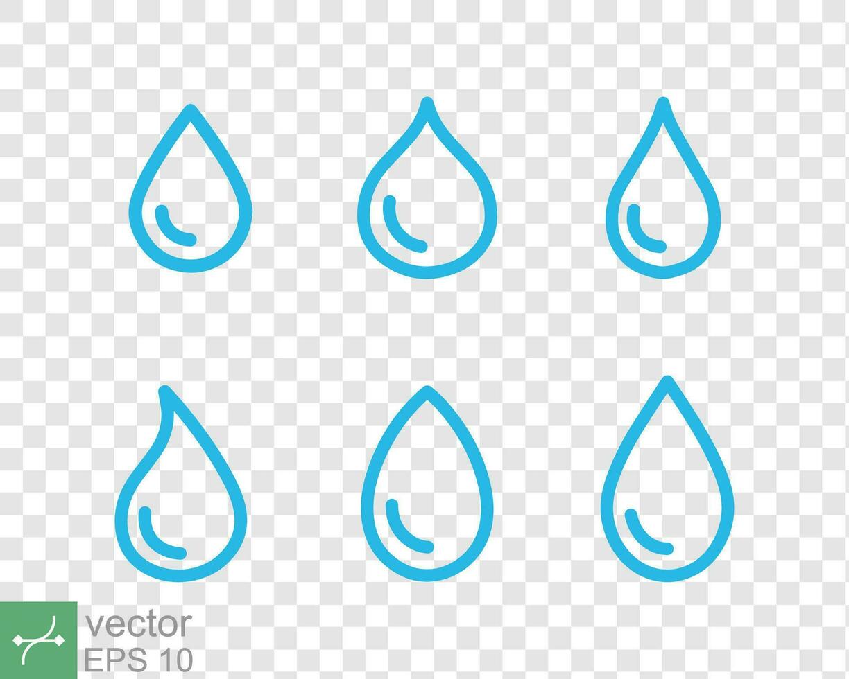 Blue water drop icon set. Simple flat style. Raindrop, moisture, drip, droplet, liquid, pure, clean concept. Vector illustration symbol isolated. EPS 10.