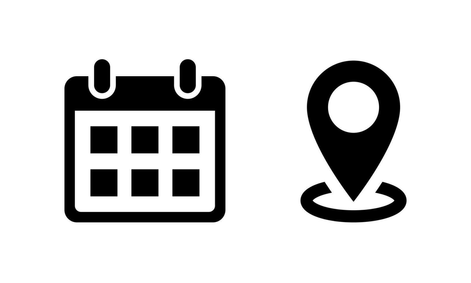 calendario y ubicación icono vector. fecha y habla a firmar símbolo vector