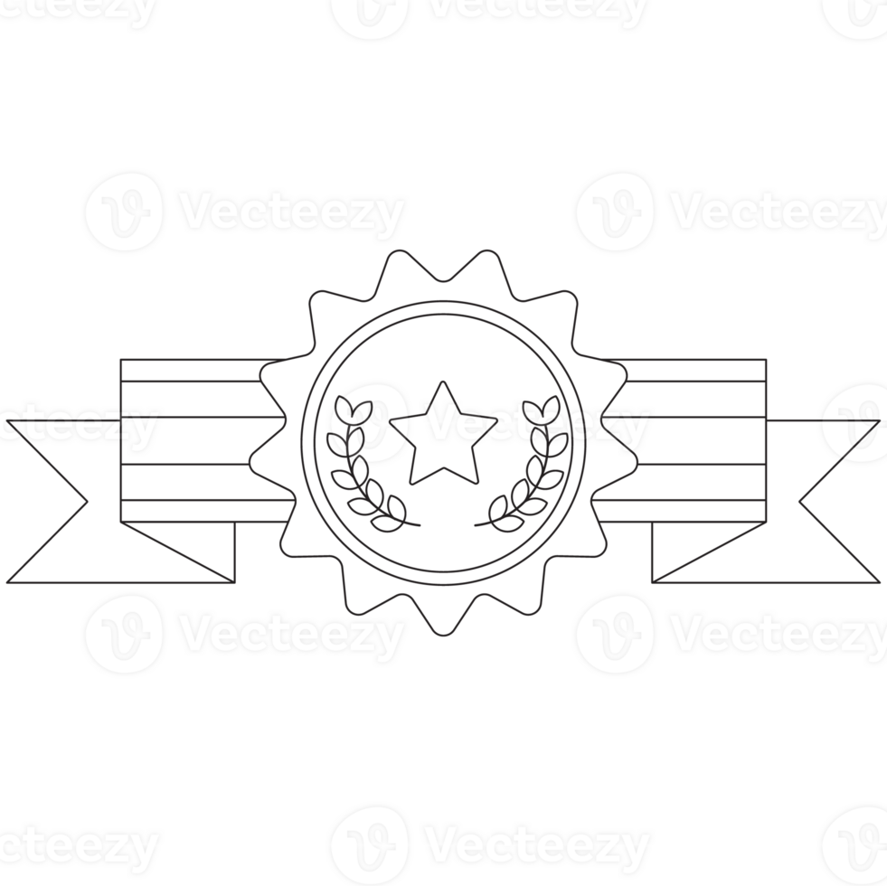 Dom estrella cinta logro Insignia 2d contorno ilustraciones png