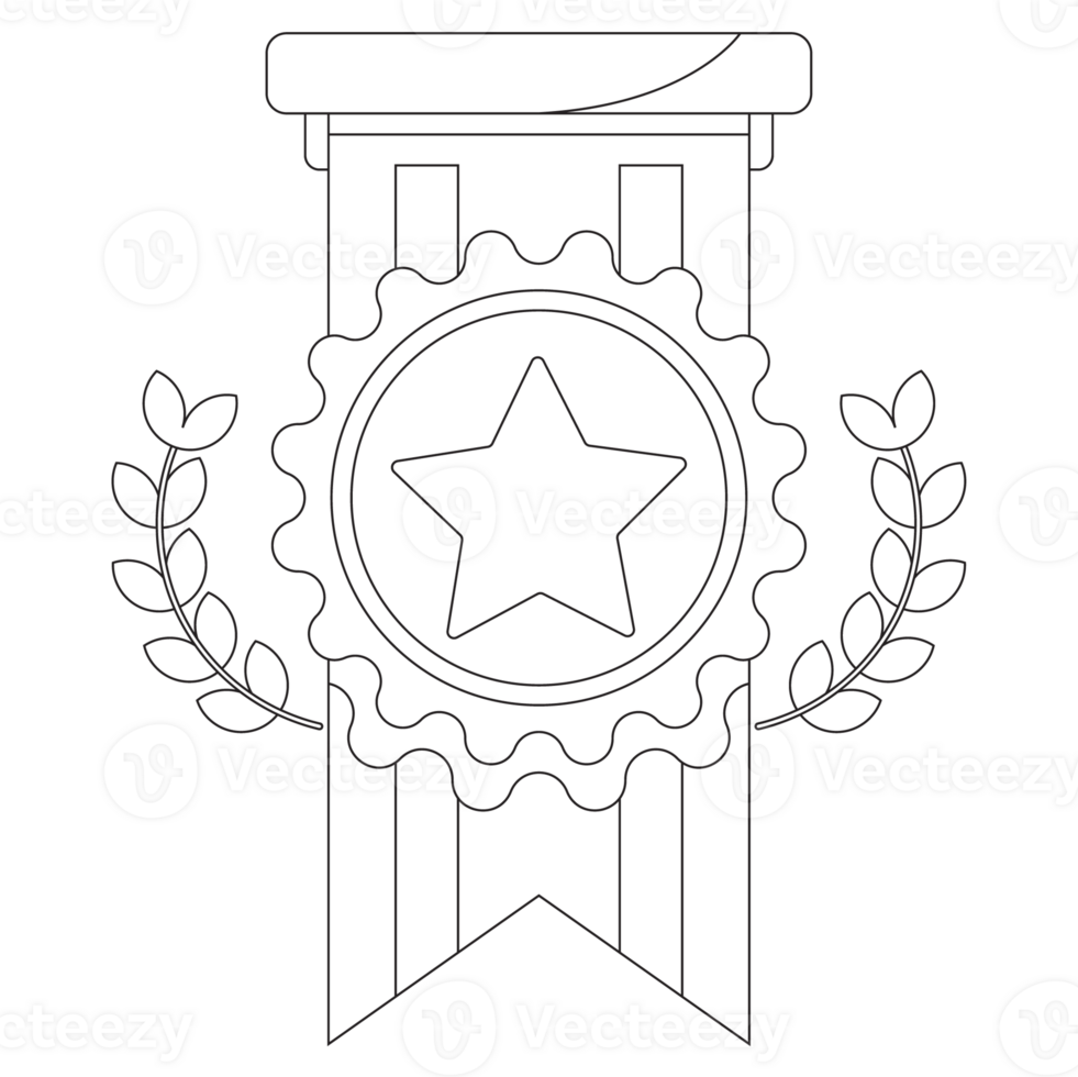 Star Ribbon Badge Achievement Badge 2D Outline Illustrations png