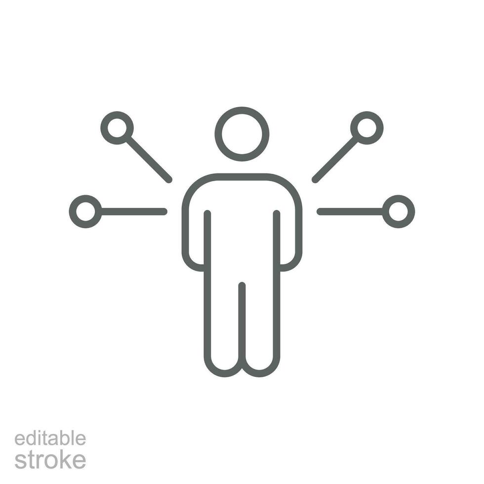 Business concept skill training line icon. Goal competence solution, ability improvement skills concept. Idea of self development. Editable stroke Vector illustration Design on white background EPS10
