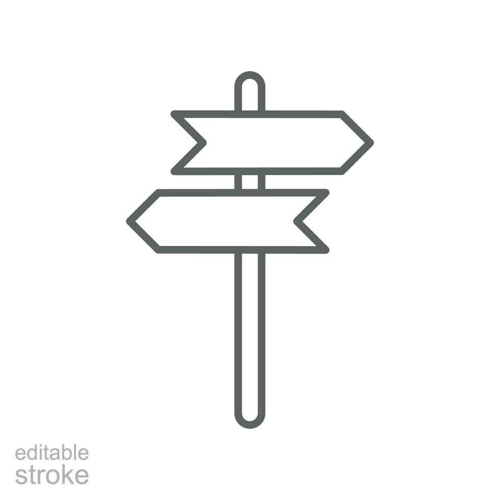 Signpost, guide direction line icon. Simple element navigation pointer crossroad, directional arrows symbol, arrow road sign . Editable stroke. vector illustration. Design on white background. EPS 10