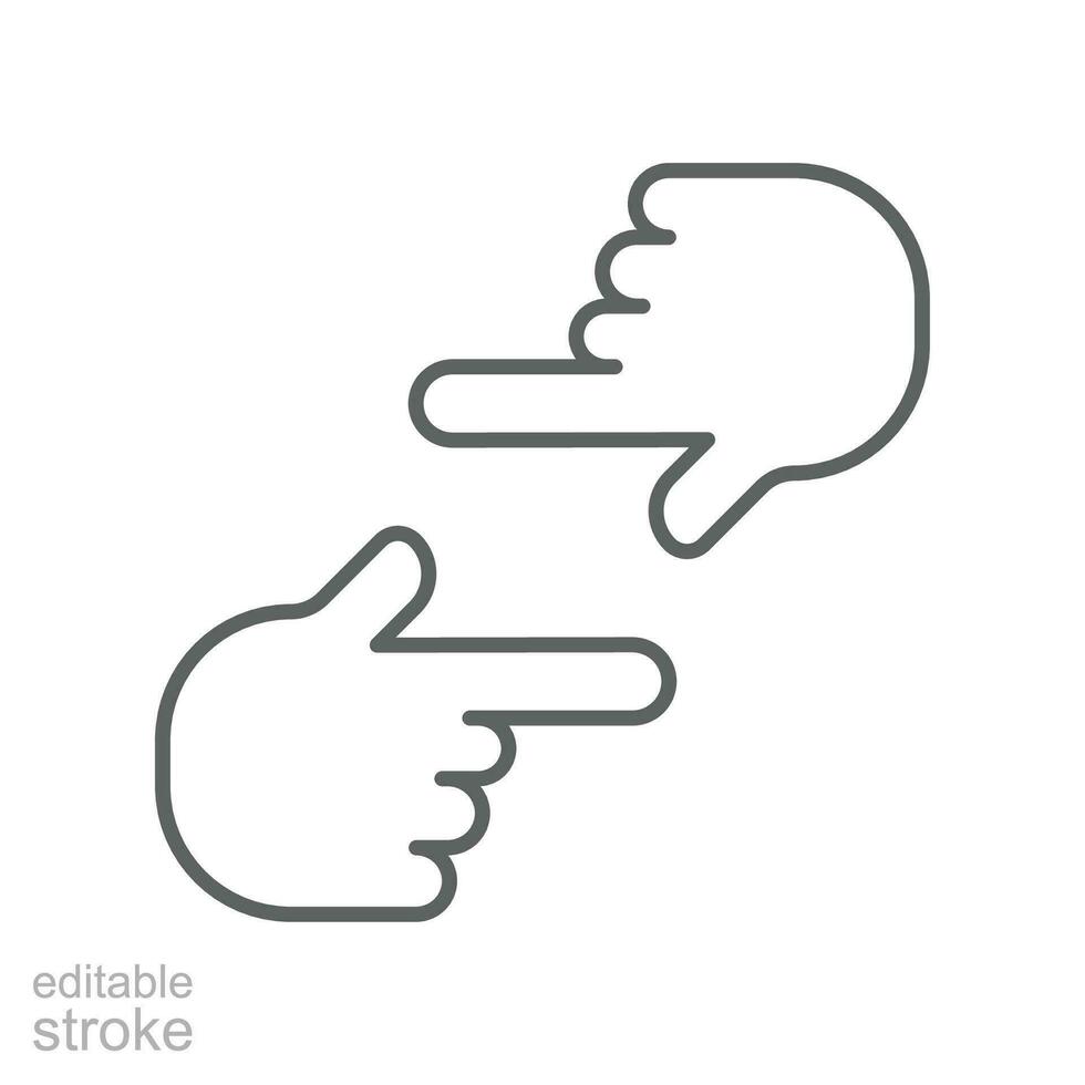 Human hands Cropping line icon. hand gesture process movie production. Film making, director's vision. photography Shot frame. Editable stroke. vector illustration. design on white background. EPS 10