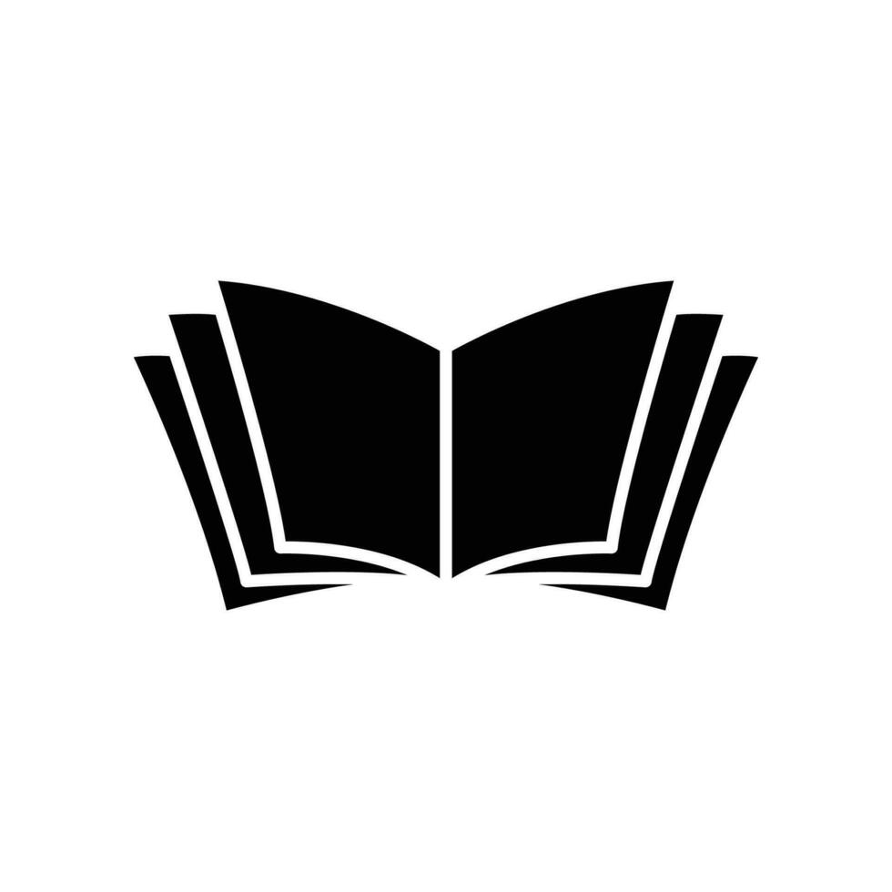 Open book glyph icon. E-book, cover digital magazine, journal, dictionary, science novel. simple pictogram for bookstore and library logo. vector illustration. Design on white background. EPS 10
